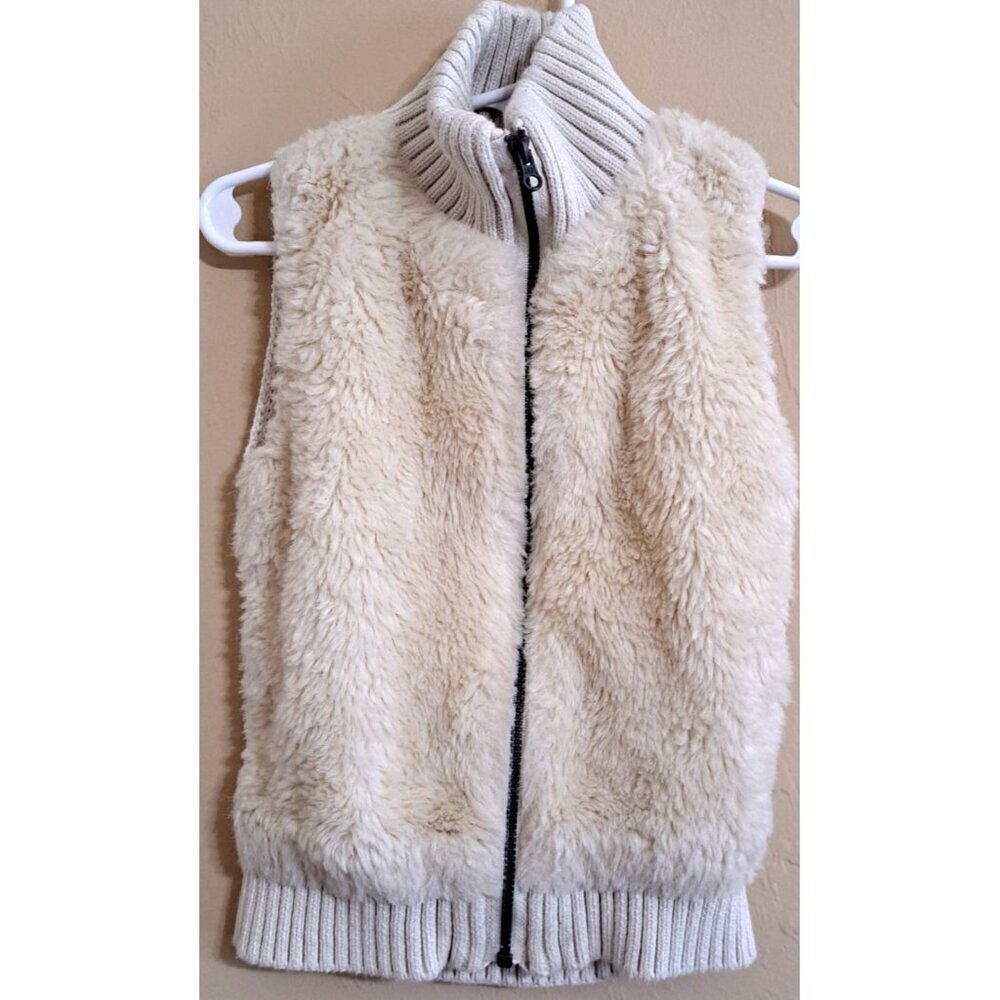 Gap Kids Girl's XS Sleeveless Off White Zip Front Pile Vest